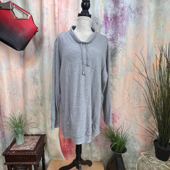 📌Philosophy Plus Size Cotton Blend Sweater w/ Kangaroo Pockets & Drawstring - Picture 1 of 14
